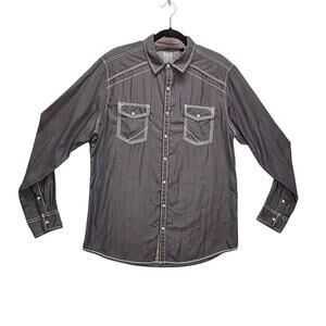 Buckle BKE Mens Long Sleeve Snap Button Size Large Iridescent Purple/Blue Shirt